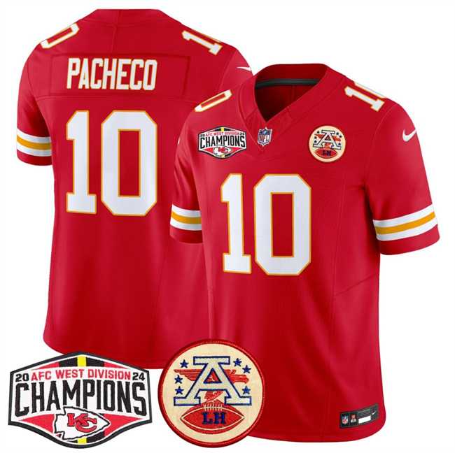 Men's Kansas City Chiefs #10 Isiah Pacheco Red F.U.S.E. 2024 AFC West Division Champions Vapor Limited Stitched Jersey,We sell and wholesale Men's Kansas City Chiefs #10 Isiah Pacheco Red F.U.S.E. 2024 AFC West Division Champions Vapor Limited Stitched Jersey on line form chian!
